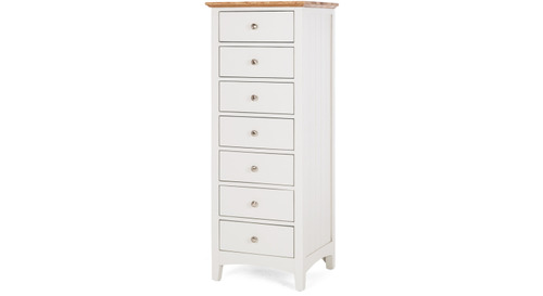 Jessica 7 Drawer Tallboy Oak top